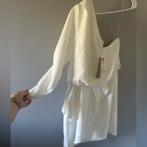 One Shoulder White Dress
